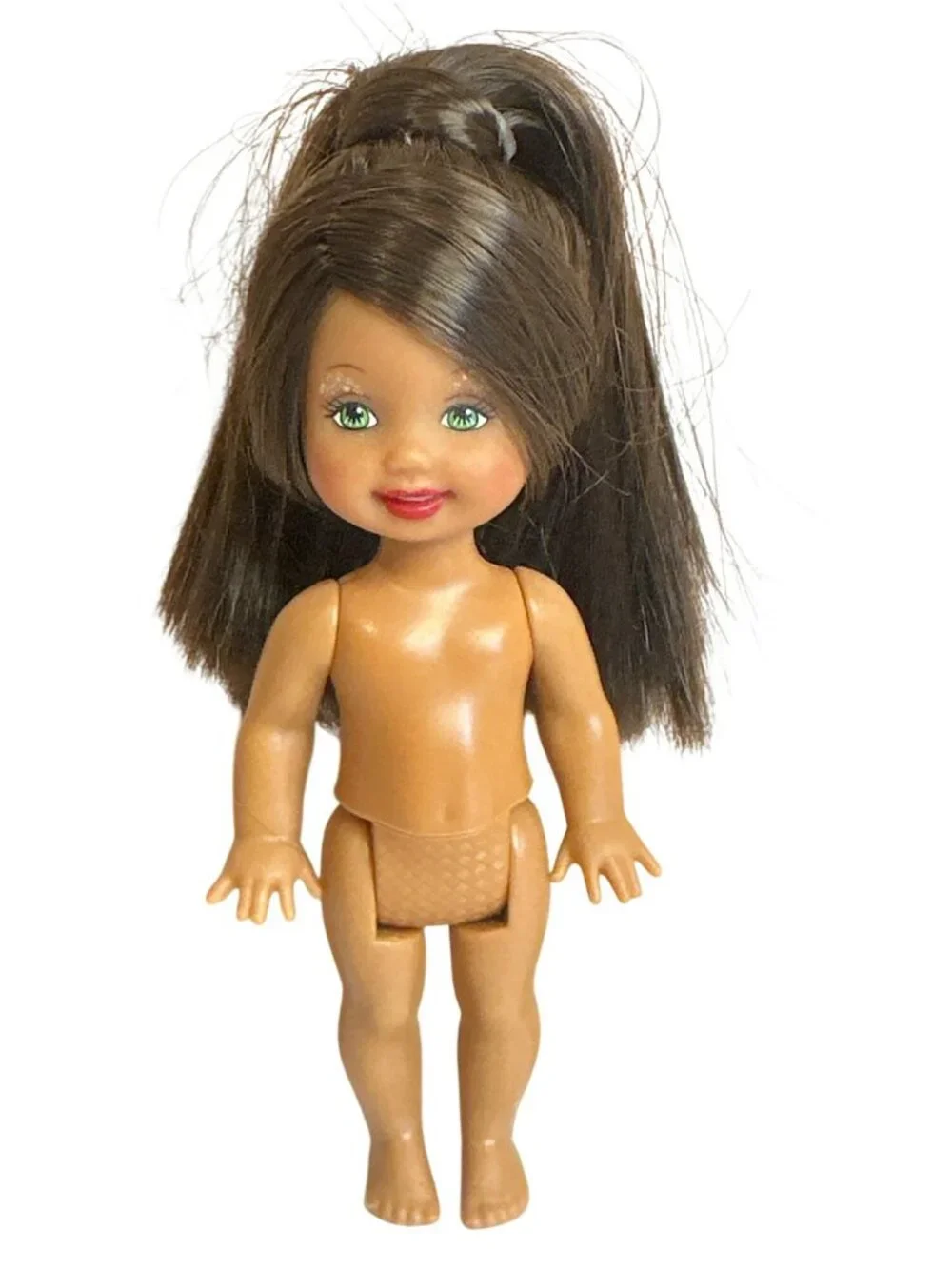 Vintage Mattel Barbie's Little Sister Kelly Brown Hair Green Eyes Glitter